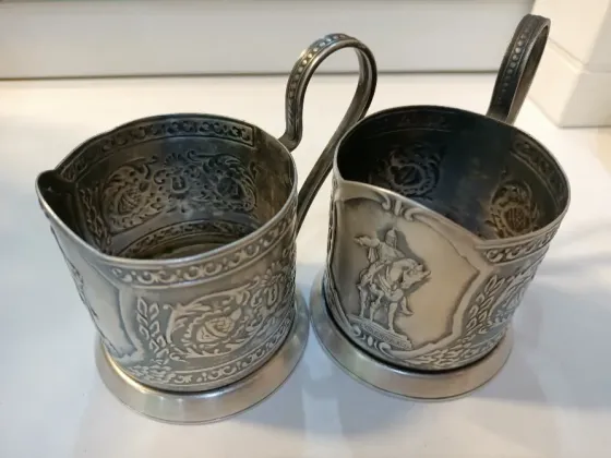 Раритет.Советский подстаканник «Юрий Долгорукий»из мельхиора Караганда