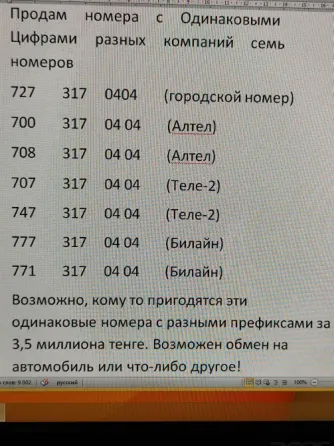 Продам номера телефонов Алматы